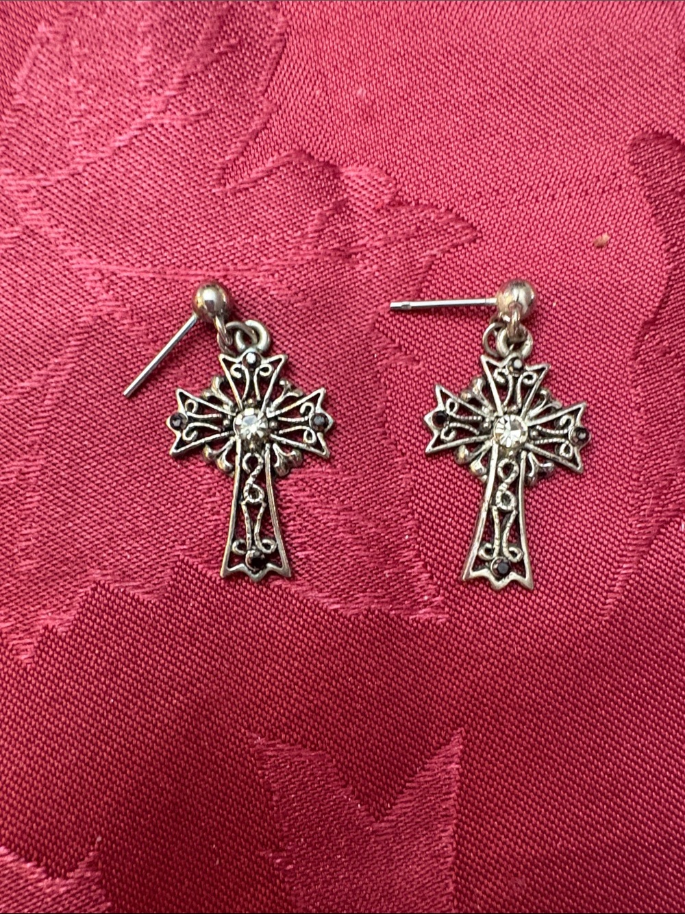 Silver Cross Drop Earrings - Elegant Women's Jewelry